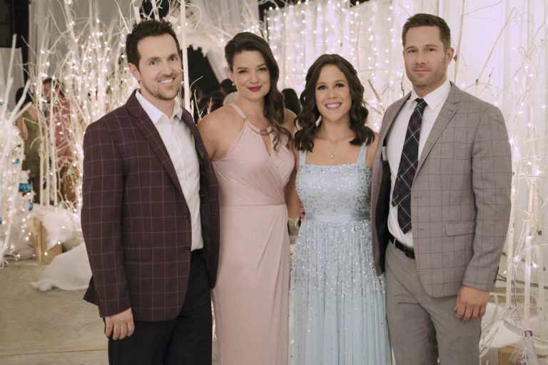 Photo: Jason McKinnon, Kimberly Sustad, Erin Krakow, Luke Macfarlane Credit: ©2019 Crown Media United States LLC/Photographer: Eike Schroter