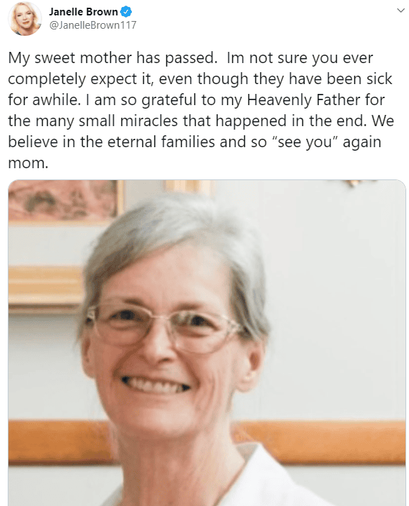 Janelle Brown's Mom, Janelle Brown Twitter Post