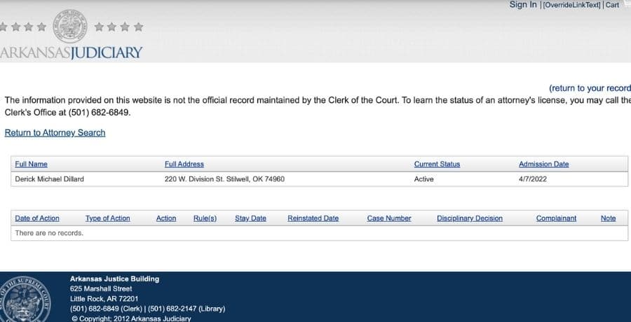 Attorney Info, Derick Dillard