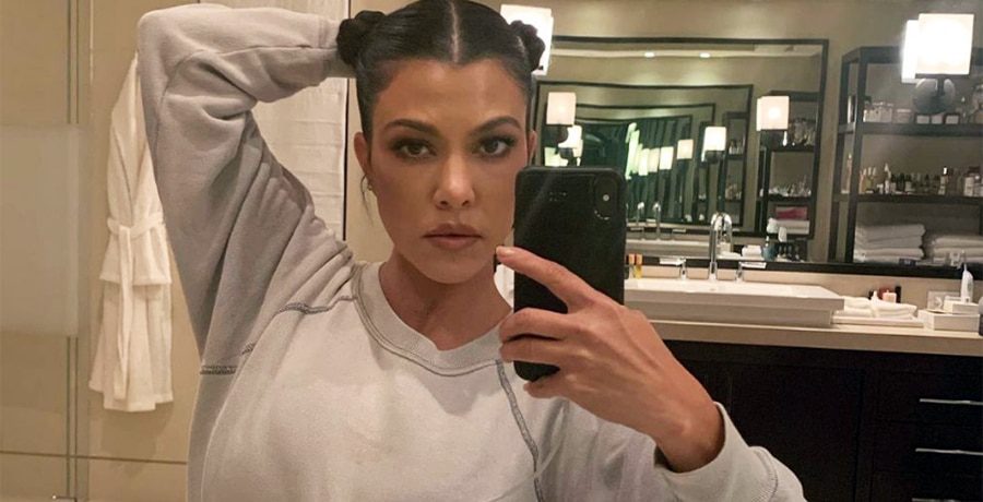 Kourtney Kardashian Wears Black Face Veil With Overflowing Breasts [Credit: Kourtney Kardashian/Instagram]