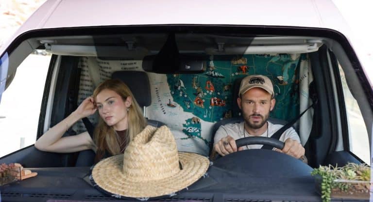 Skyler Samuels as Gabby Petito and Evan Hall as Brian Laundrie, used with Lifetime's permission