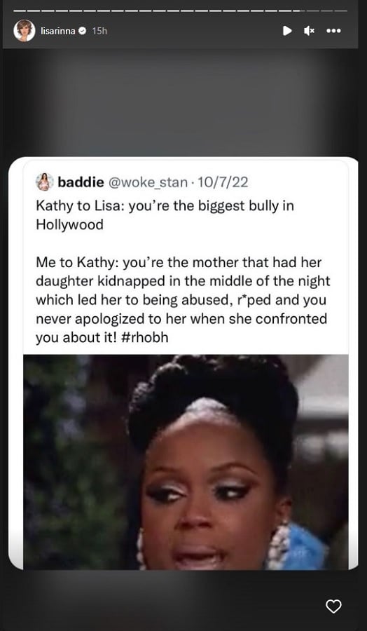 Lisa Rinna Mentions Paris Hilton's Abuse [Lisa Rinna | Instagram Stories]