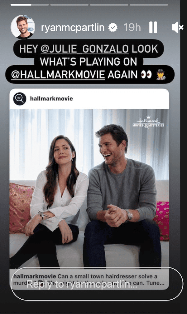 Hallmark Cut Color Murder stars-https://www.instagram.com/stories/ryanmcpartlin/3023709157992683818/?hl=en