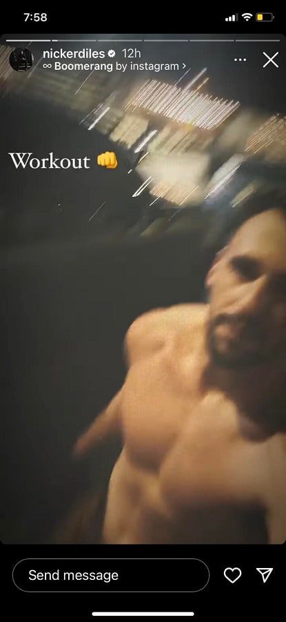 Nic Kerdiles Does His Workout [Source: Nic Kerdiles - Instagram Stories]