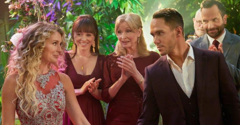 Photo: Alexa PenaVega, Sherry Miller, Carlos PenaVega, Carlos Gonzalez-Vio Credit: ©2023 Hallmark Media/Photographer: Albert Camicioli