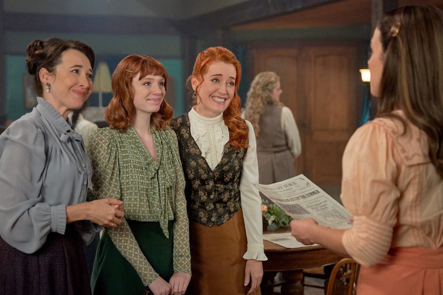 When Calls The Heart Photo: Loretta Walsh, Mamie Laverock, Johannah Newmarch, Erin Krakow Credit: ©2023 Hallmark Media/Photographer: Michael Courtney