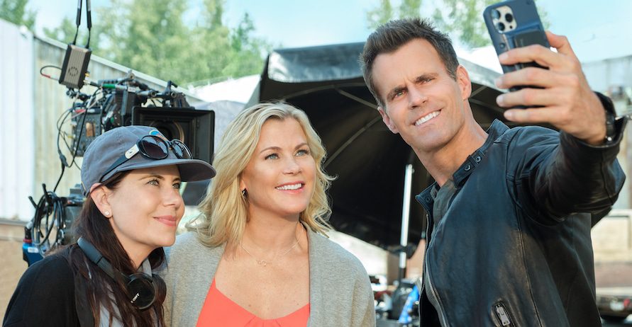 Photo: Juliana Wimbles, Alison Sweeney, Cameron Mathison Credit: ©2023 Hallmark Media/Photographer: Colin Bentley