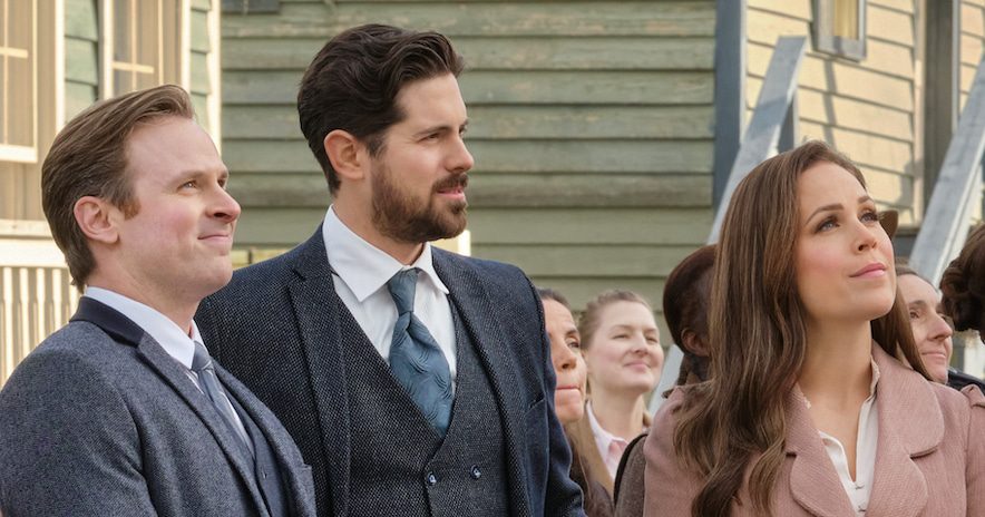 WCTH Ben Rosenbaum, Chris McNally, Erin Krakow, Credit: ©2023 Hallmark Media/Photographer: David Dolsen