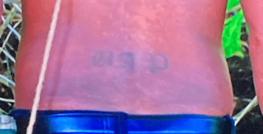 A close up of Bruce Perreault's tattoo | Courtesy of CBS