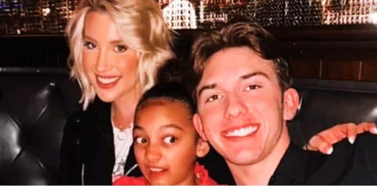 Savannah and Chloe with Grayson at dinner - Instagram