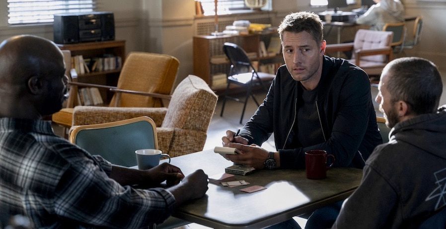 Tracker Pictured: Garfield Wilson as Fred, Justin Hartley as Colter Shaw and Sean Owen Roberts as Milton. Photo: Michael Courtney/CBS ©2022 CBS Broadcasting, Inc. All Rights Reserved.