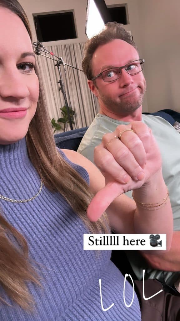 Adam and Danielle Busby give a thumbs down during filming. - Instagram