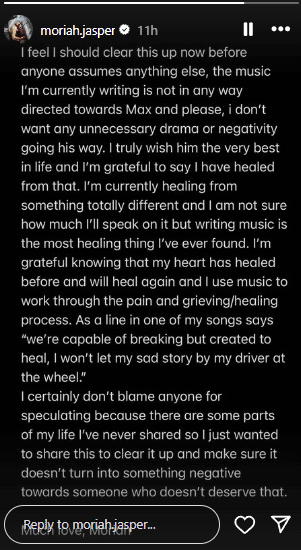 Moriah Plath breaks her silence on Max Kallschmidt. - Instagram