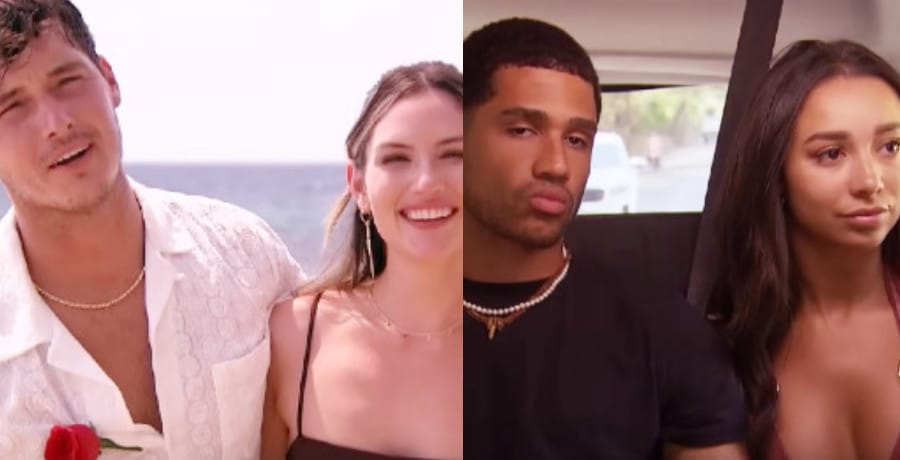 A photo collage of two couples.