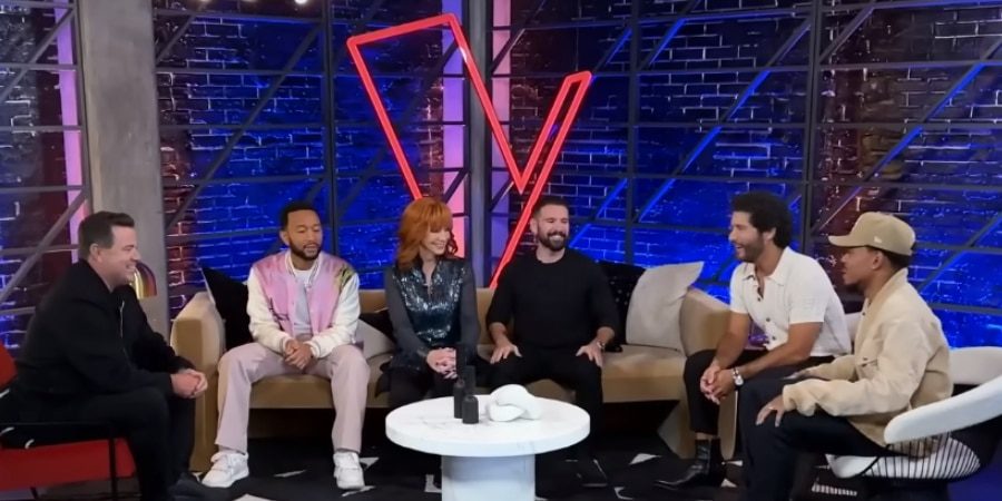 The Voice coaches, John Legend, Reba McEntire, Chance The Rapper, Dan Smyers and Shay Mooney -YouTube