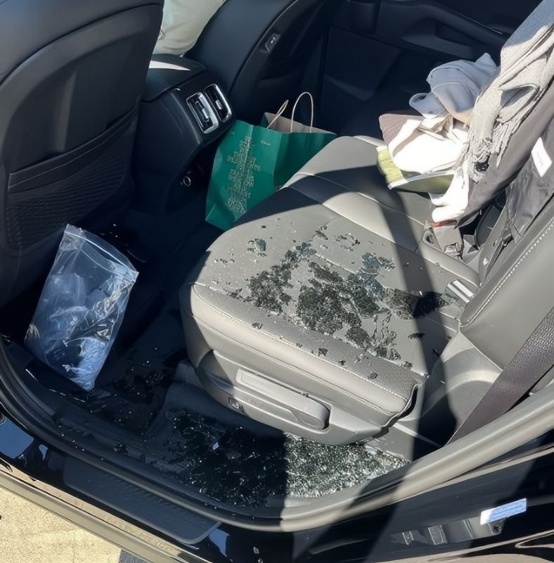 Smash and grab car robbery - Ginger Zee - Instagram