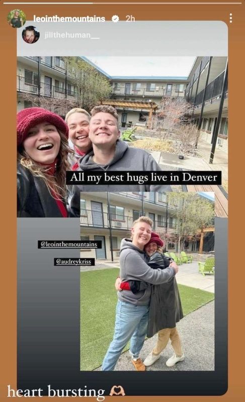 Screenshot from Leon Brown's Instagram story of Leon, Audrey Kriss, and a friend