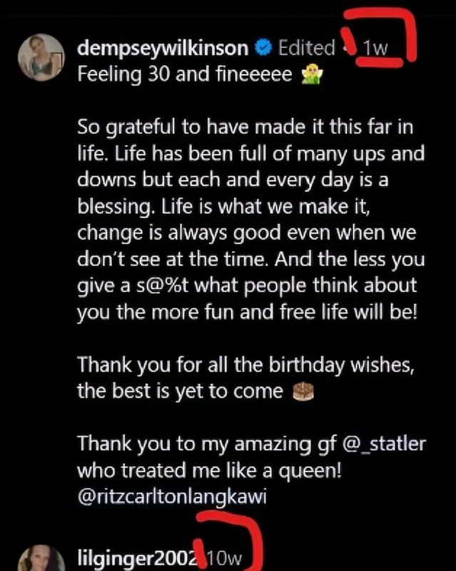 Edited Birthday Post by Dempsey Wilkinson - Via Reddit