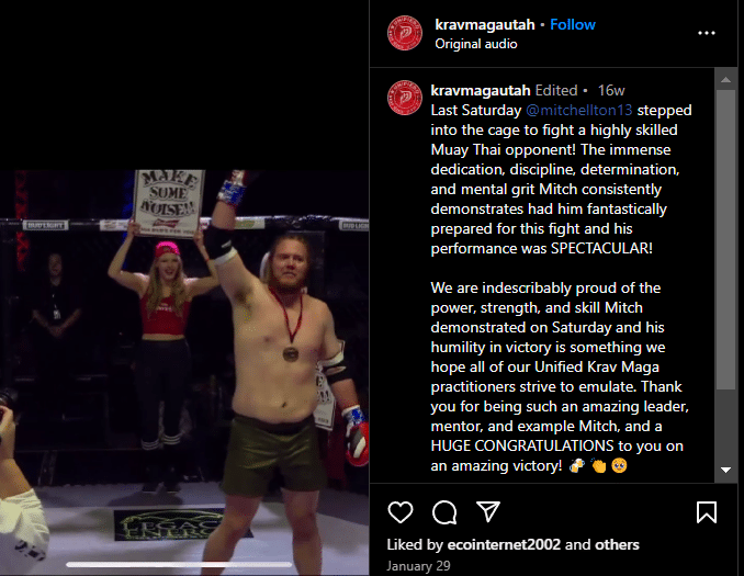 In January, Mitch Thompson was commended for his spectacular fighting. - Instagram