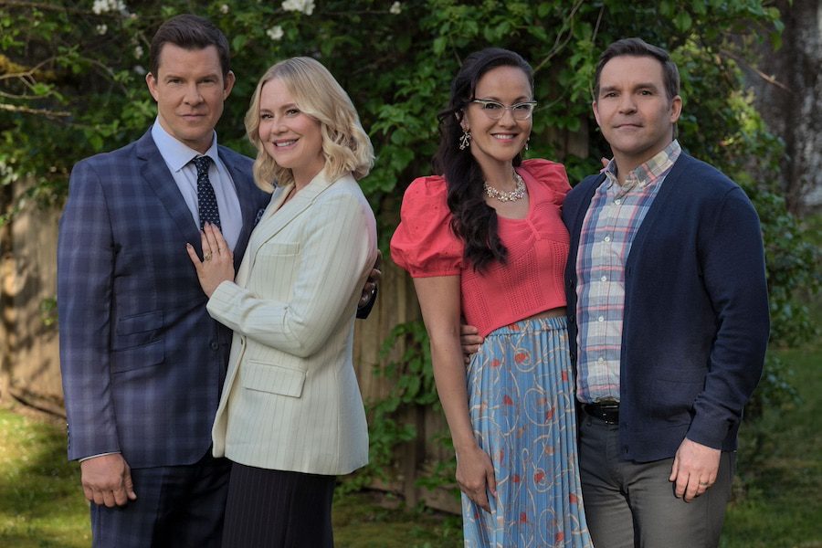 Photo: Eric Mabius, Kristin Booth, Yan-Kay Crystal Lowe, Geoff Gustafson Credit: ©2024 Hallmark Media/Photographer: Luka Cyprian