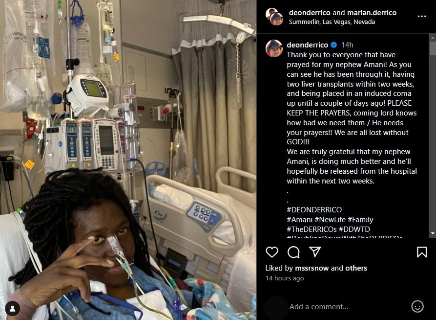 He gives an update on Amani after emergency surgery. - DDWTD - Instagram