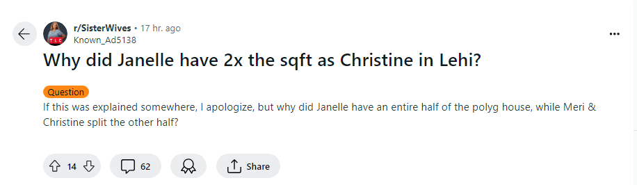 Fans question why Janelle Brown had a larger space in the Lehi home. - Sister Wives - Reddit