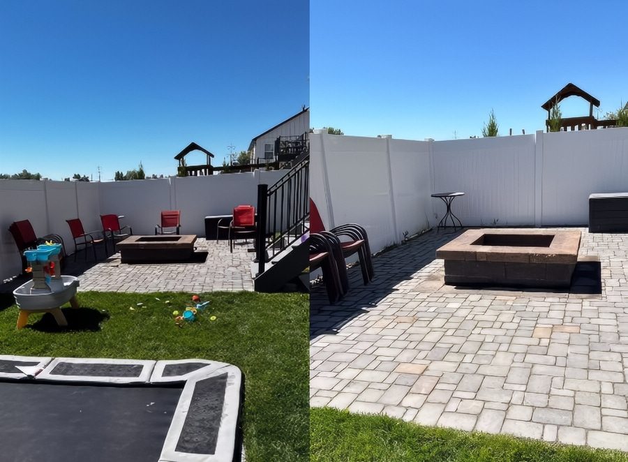 Sister Wives - Christine Brown fire pit before and after - Instagram