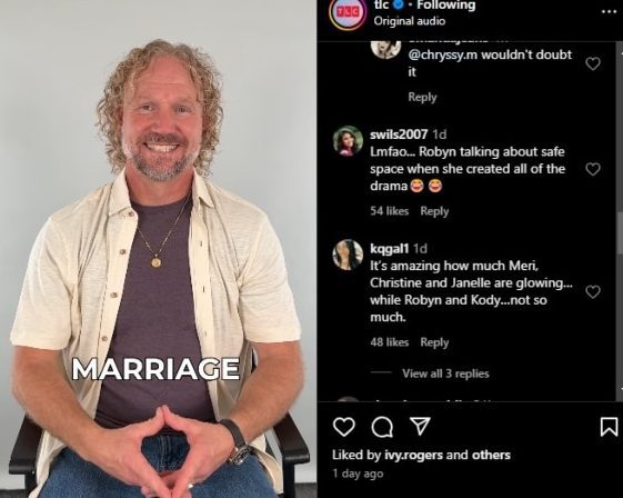Kody Brown gives a snarky smile after his marriage answer. - Instagram