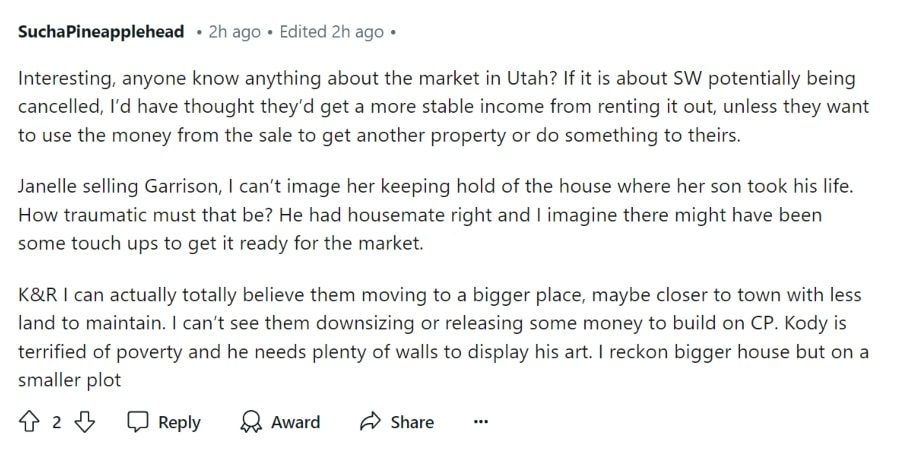 Sister Wives fans discuss why the family has so many homes on the market. - Reddit