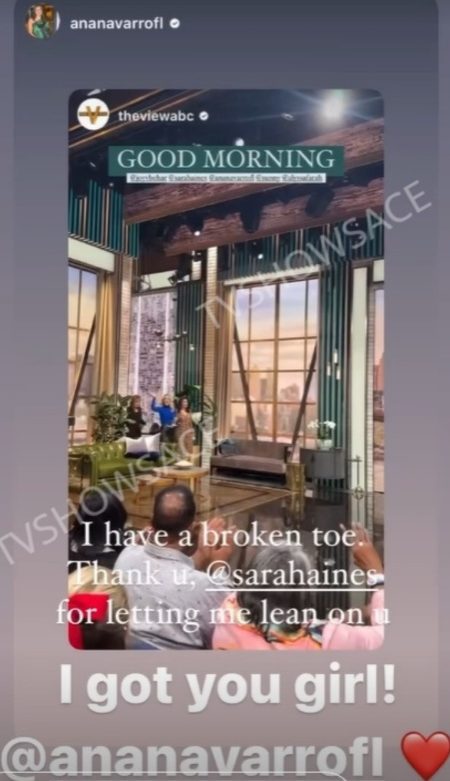 Ana Navarro is having plenty of physical pain walking on a broken toe. - The View