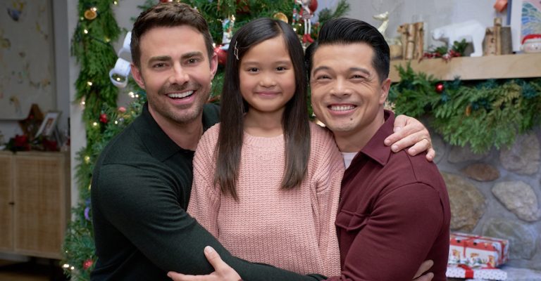 Photo: Jonathan Bennett, Milana Wan, Vincent Rodriguez III Credit: ©2024 Hallmark Media/Photographer: Jeff Weddell