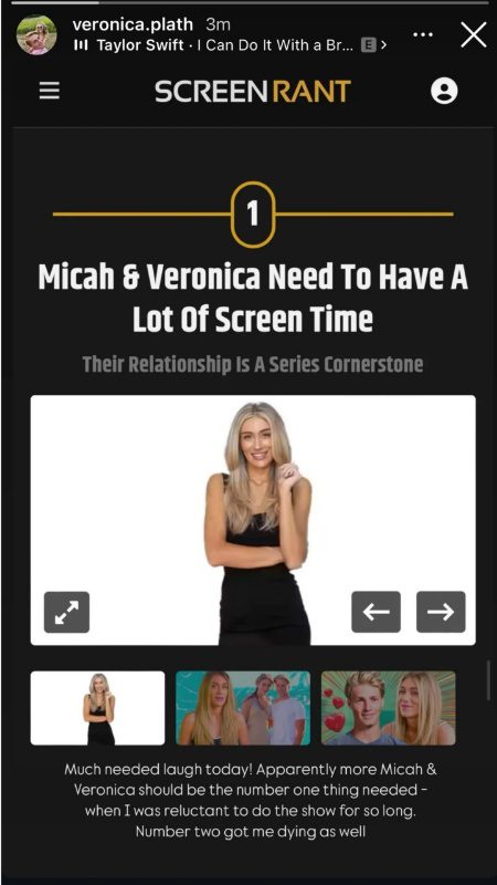 Veronica Peters posted she and Micah Plath are the #1 improvement. - Instagram/Reddit