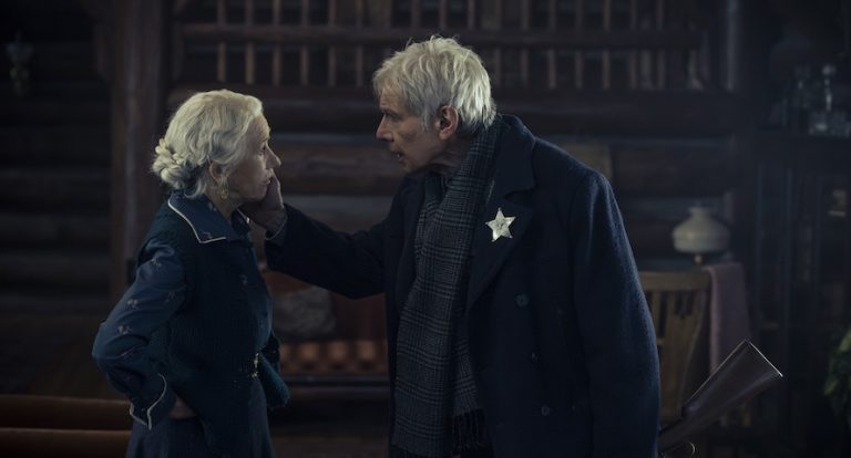 Helen Mirren as Cara Dutton and Harrison Ford as Jacob Dutton in season 2, episode 1 of 1923 streaming on Paramount+. Photo credit: Trae Patton/Paramount+.