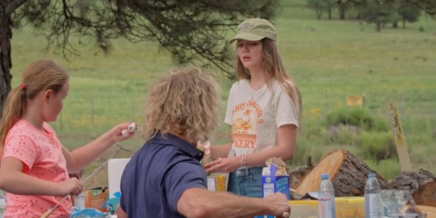 Breanna and Ariella cook with Kody Brown at Coyote Pass. - TLC