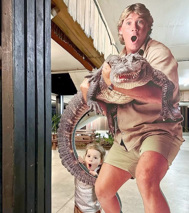 Steve Irwin cutout and Grace Warrior from Bindi Irwin's Instagram