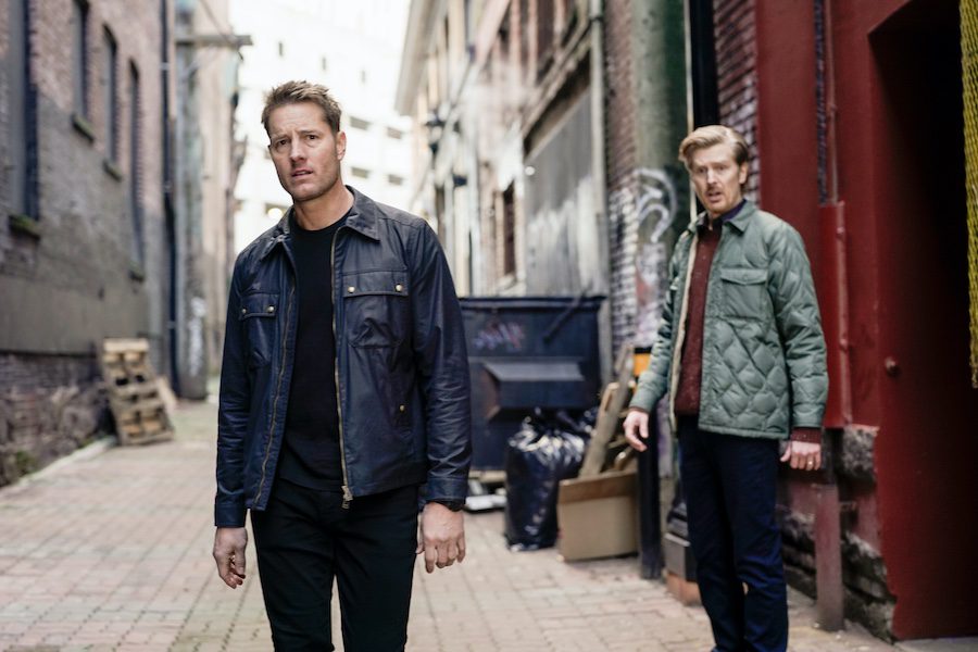 Pictured: Justin Hartley as Colter Shaw and Oliver Rice as Logan. Photo: Darko Sikman/CBS ©2024 CBS Broadcasting, Inc. All Rights Reserved.