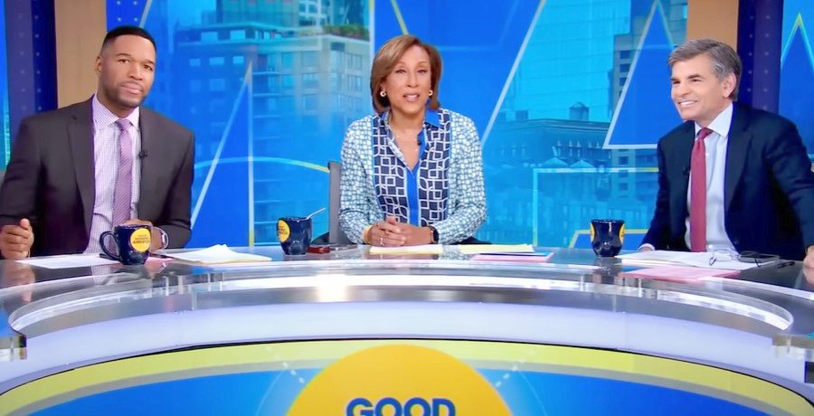 Michael Strahan, Robin Roberts, and George Stephanopoulos from Good Morning America, ABC, sourced from YouTube