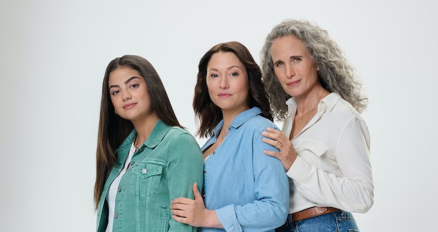 Photo: Sadie Laflamme-Snow, Chyler Leigh, Andie MacDowell Credit: ©2024 Hallmark Media/Photographer: Christos Kalohoridis
