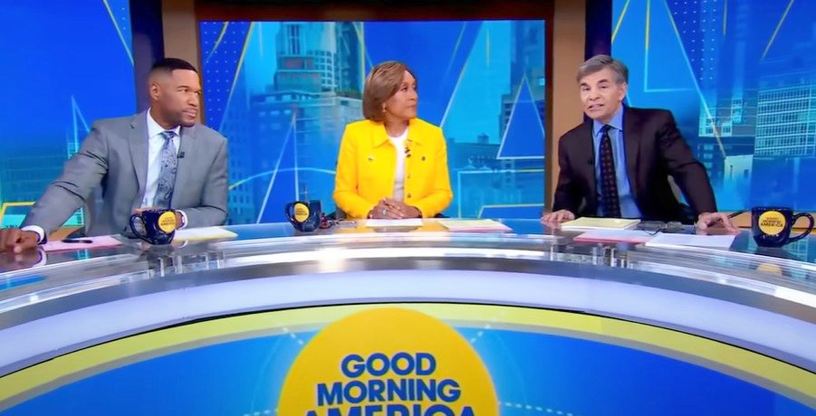 Michael Strahan, Robin Roberts, and George Stephanopoulos from Good Morning America, ABC, sourced from YouTube