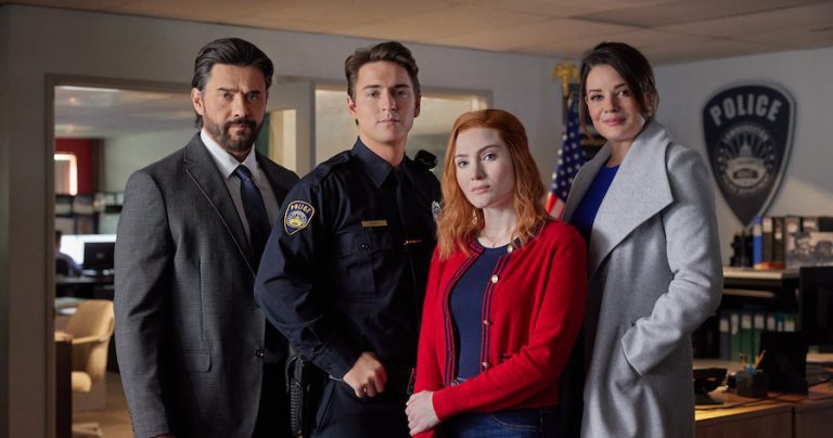 Photo: Steve Bacic, Evan Roderick, Skyler Samuels, Kimberley Sustad Credit: ©2024 Hallmark Media/Photographer: Allister Foster