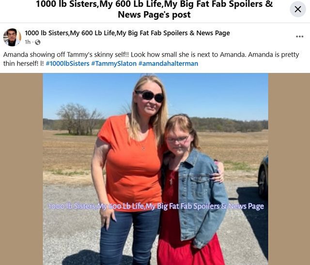 Amanda Halterman & Tammy Slaton From 1000-Lb Sisters, Sourced From Facebook