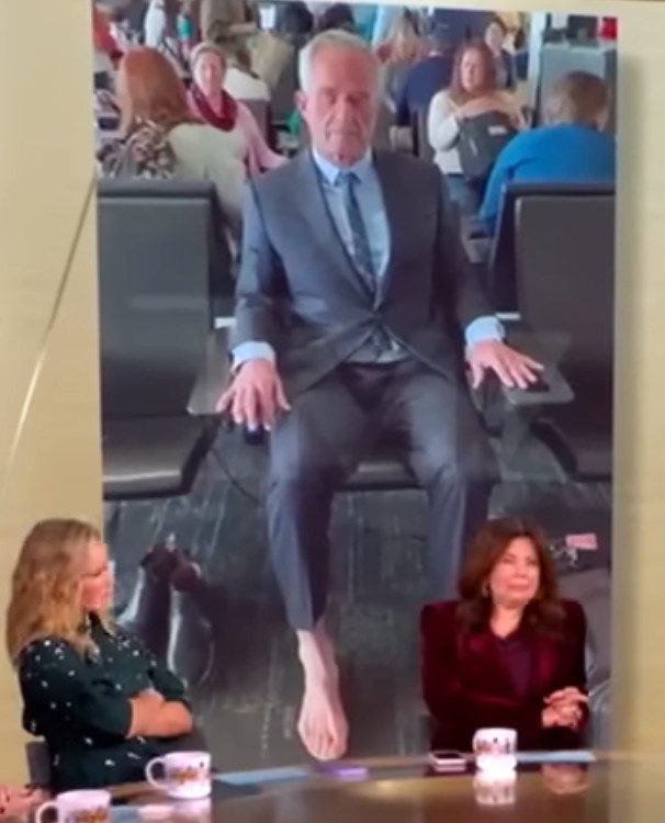 Photo shown on 'The View' of RFK Jr. in an airport with bare feet/Credit: YouTube