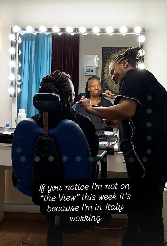 Whoopi Goldberg getting her makeup done for new role/Credit: Instagram
