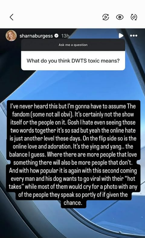 Sharna Burgess Instagram Story