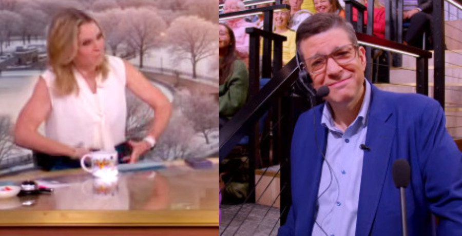 Sara Haines makes obscene gesture and Executive Producer Brian Teta reacts/Credit: YouTube