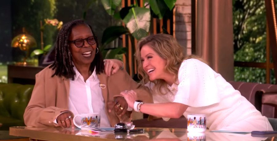 Whoopi Goldberg and Sara Haines collapse into laughter after Whoopi hits her/Credit: YouTube