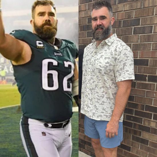 Jason Kelce before and after weight loss/Credit: YouTube, Facebook
