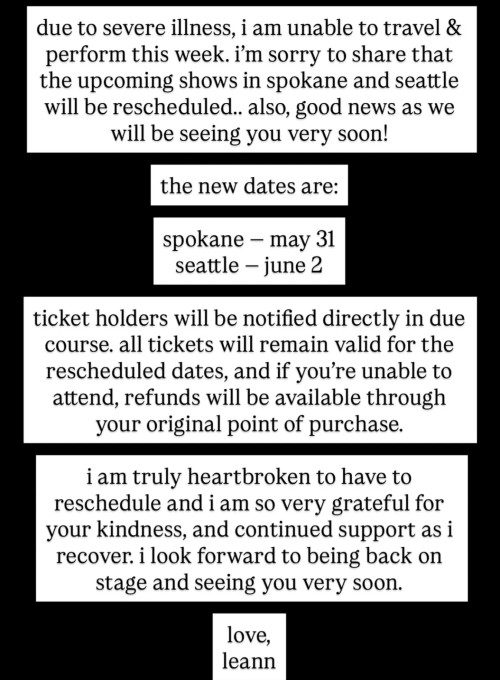 LeAnn Rimes cancels tour/Credit: Instagram