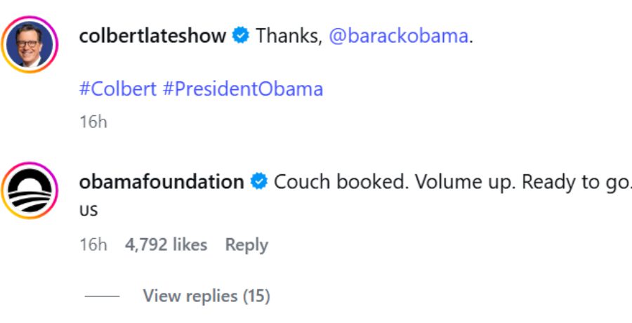 Stephen Colbert's IG share - Instagram