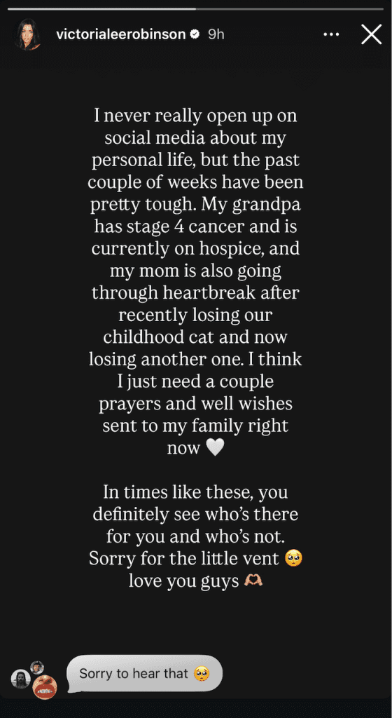 Victoria Lee Robinson Instagram Story